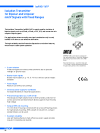 Thumbnail of document Data Sheet - IsoPAQ-161P Isolation Transmitter